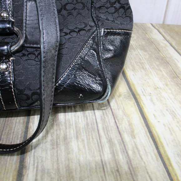 COACH Black Leather Trim Shoulder Handbag - Picture 9 of 12